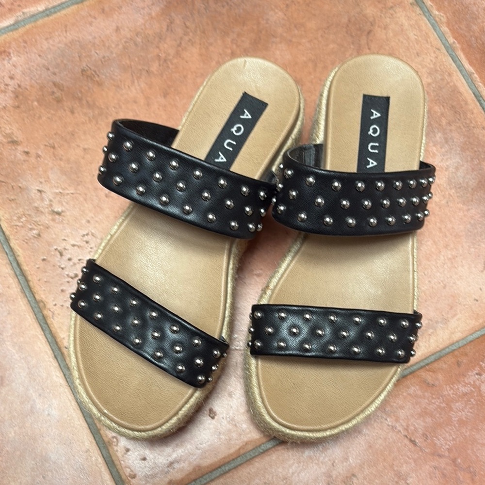 Aqua Black Studded Women's Sandals (Ayden style)